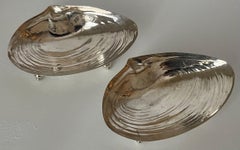 Silver Plated Shell Form Candy Dishes or Ashtrays, Pair