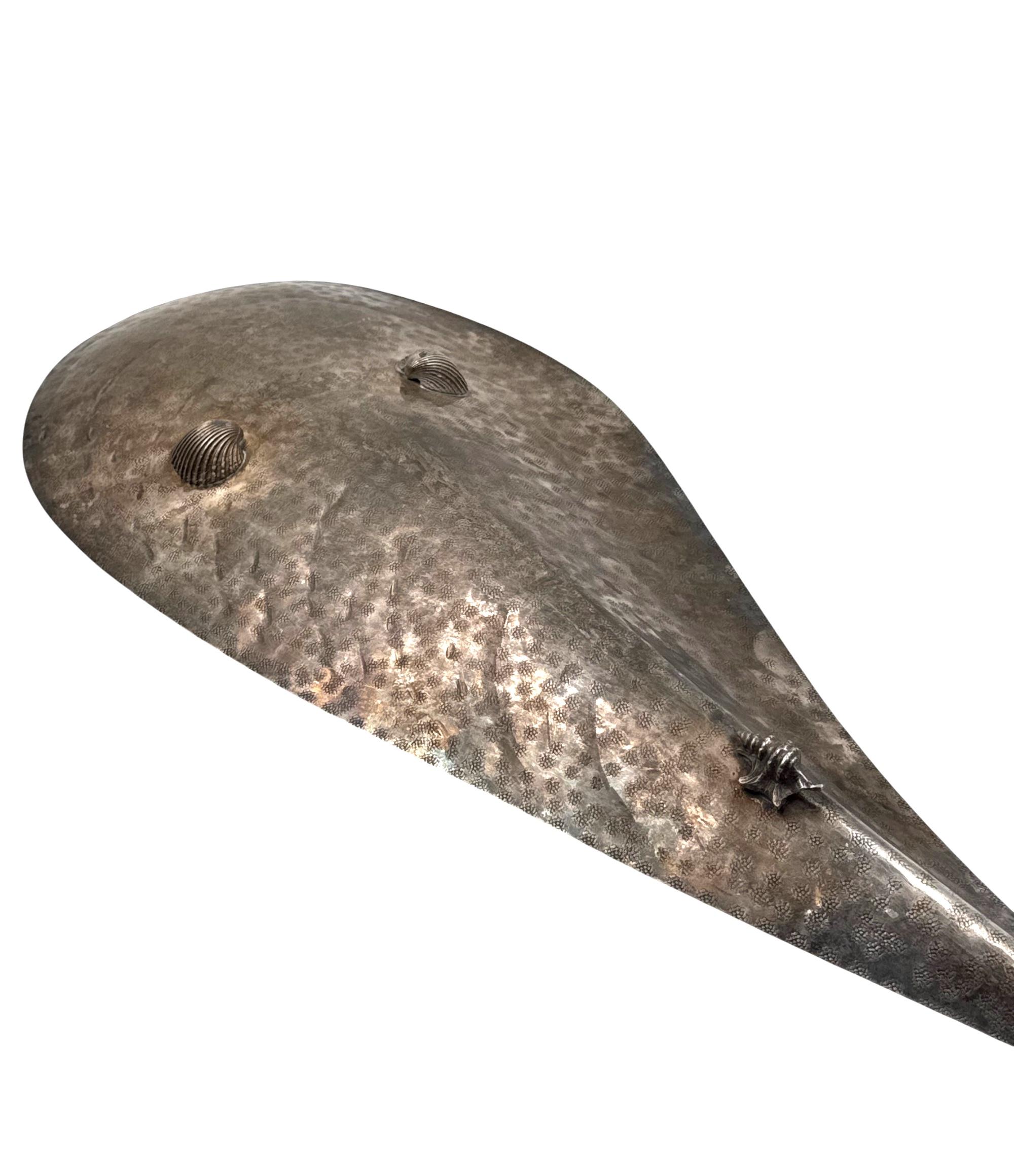 Grande ciotola/centrotavola a forma di conchiglia placcata in argento, Renato Raddi, Italia anni '70 in vendita 7