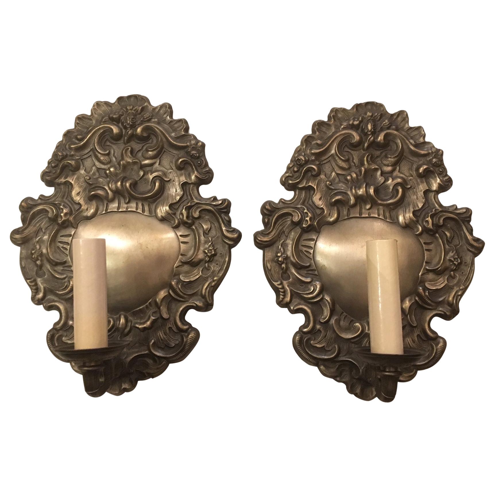 Silver Plated Single Light Sconces For Sale