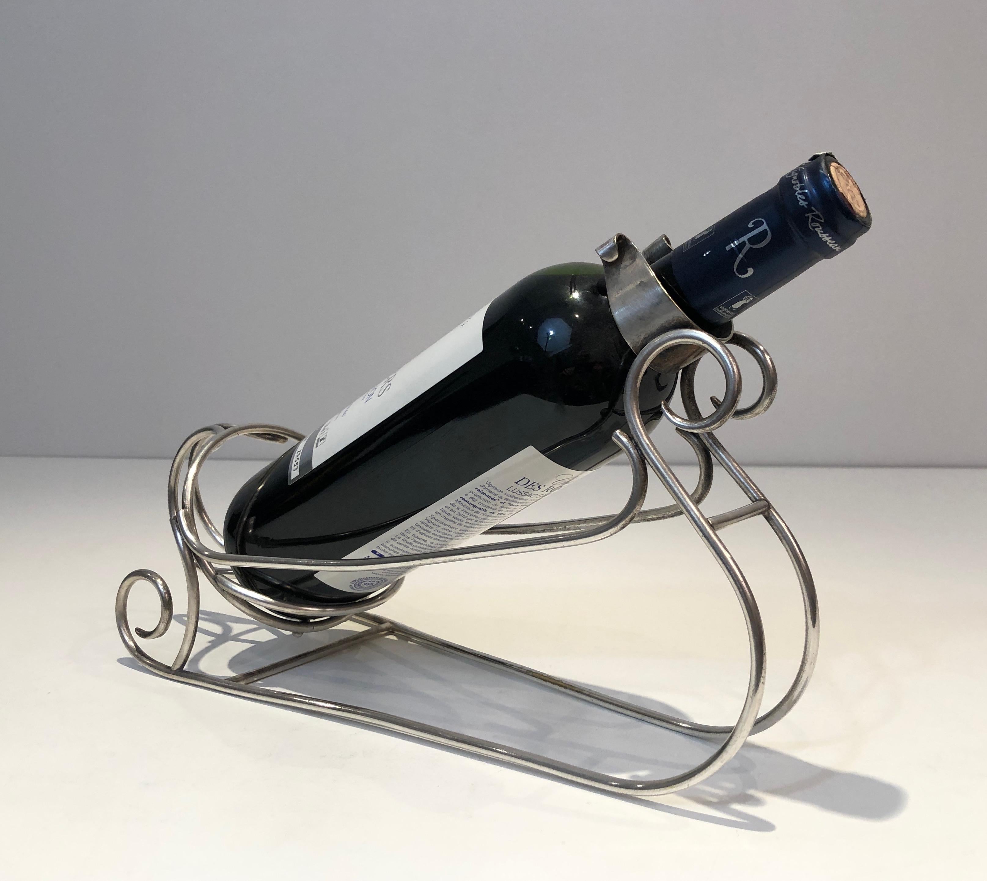 Versilberter Schlittenflaschenhalter, Französisch, um 1930 (Mitte des 20. Jahrhunderts) im Angebot
