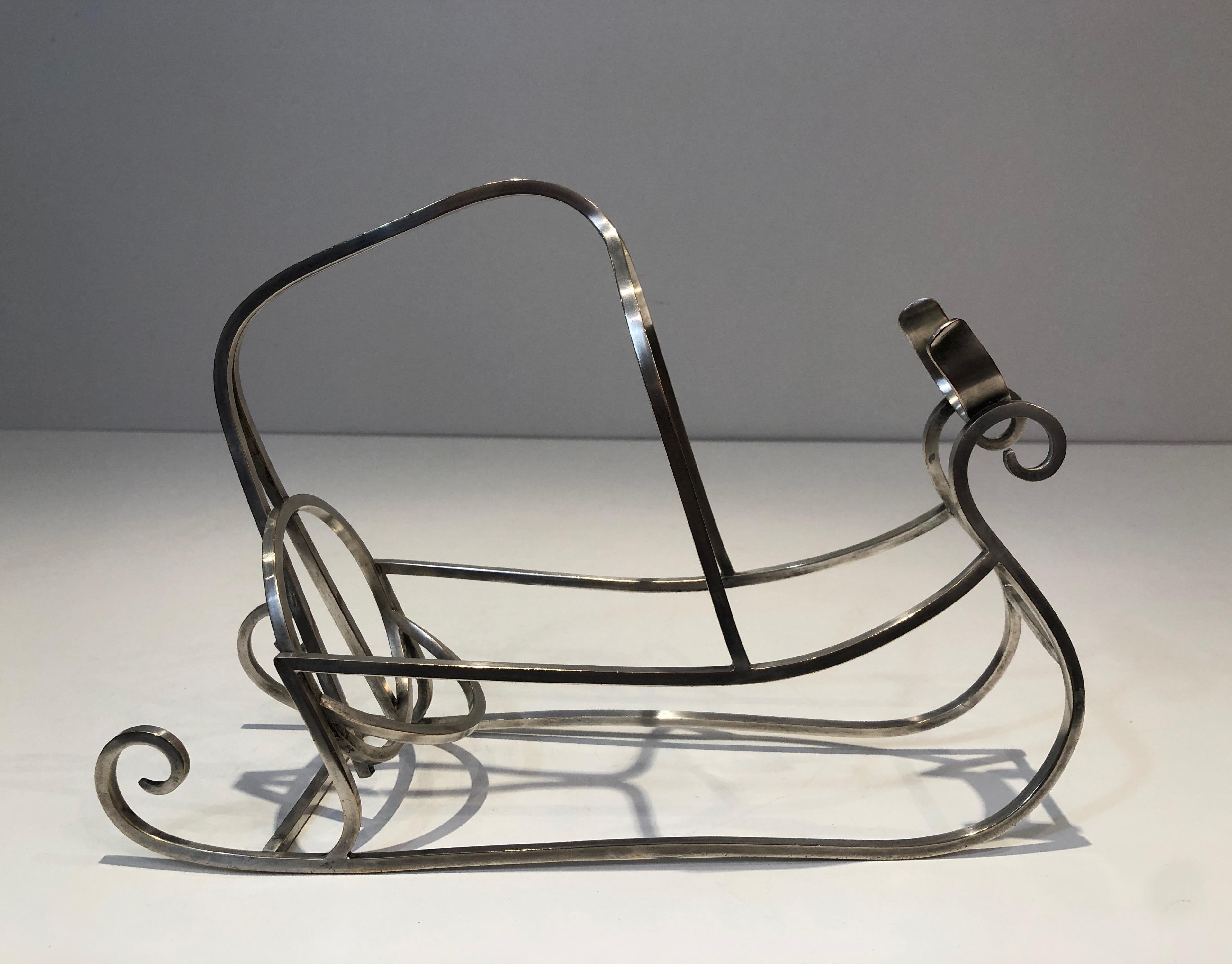 Silver Plated Sleigh Bottle Holder, French, circa 1930 For Sale 3