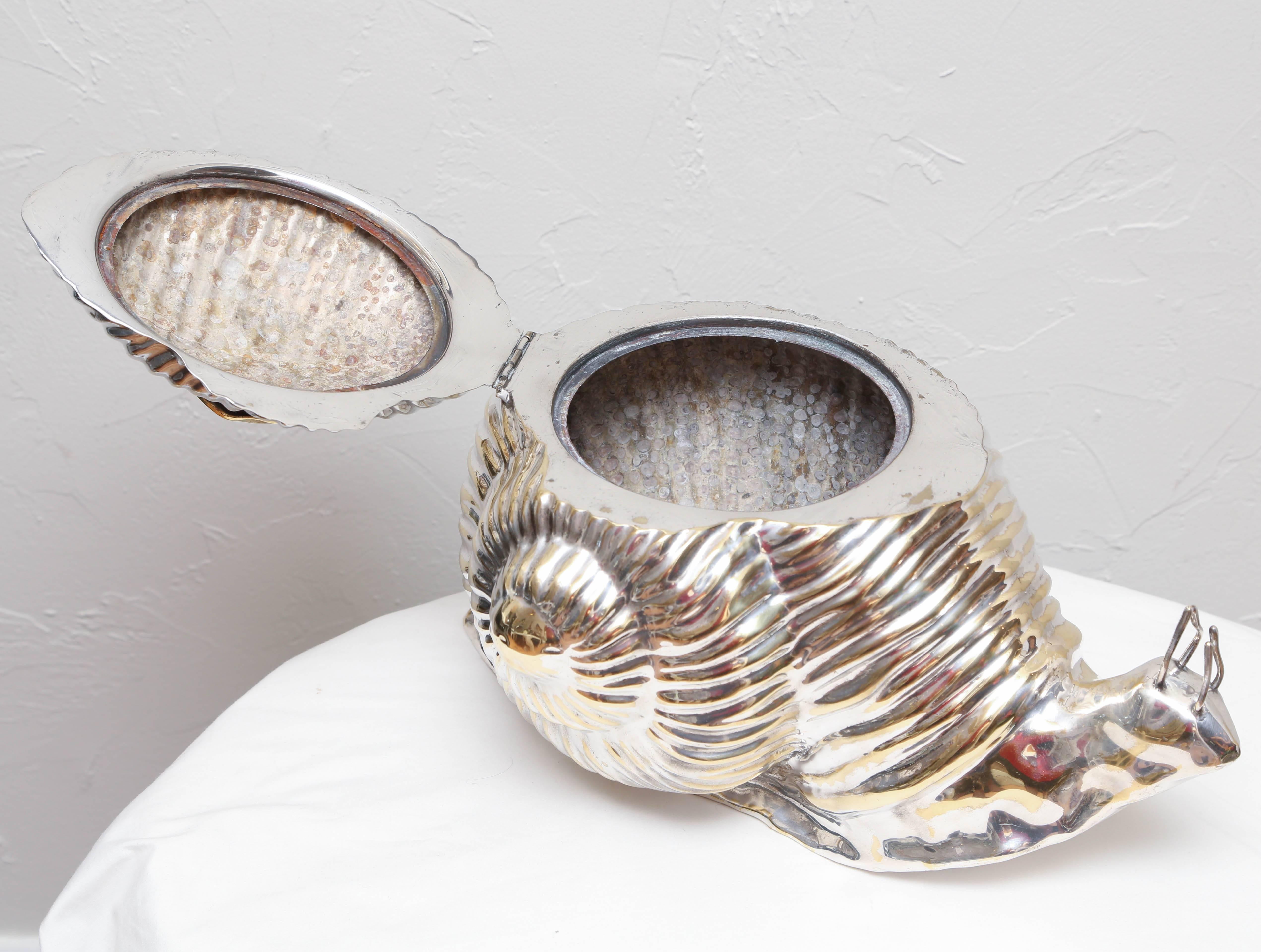 Silver Plated Snail Ice Bucket In Good Condition In West Palm Beach, FL
