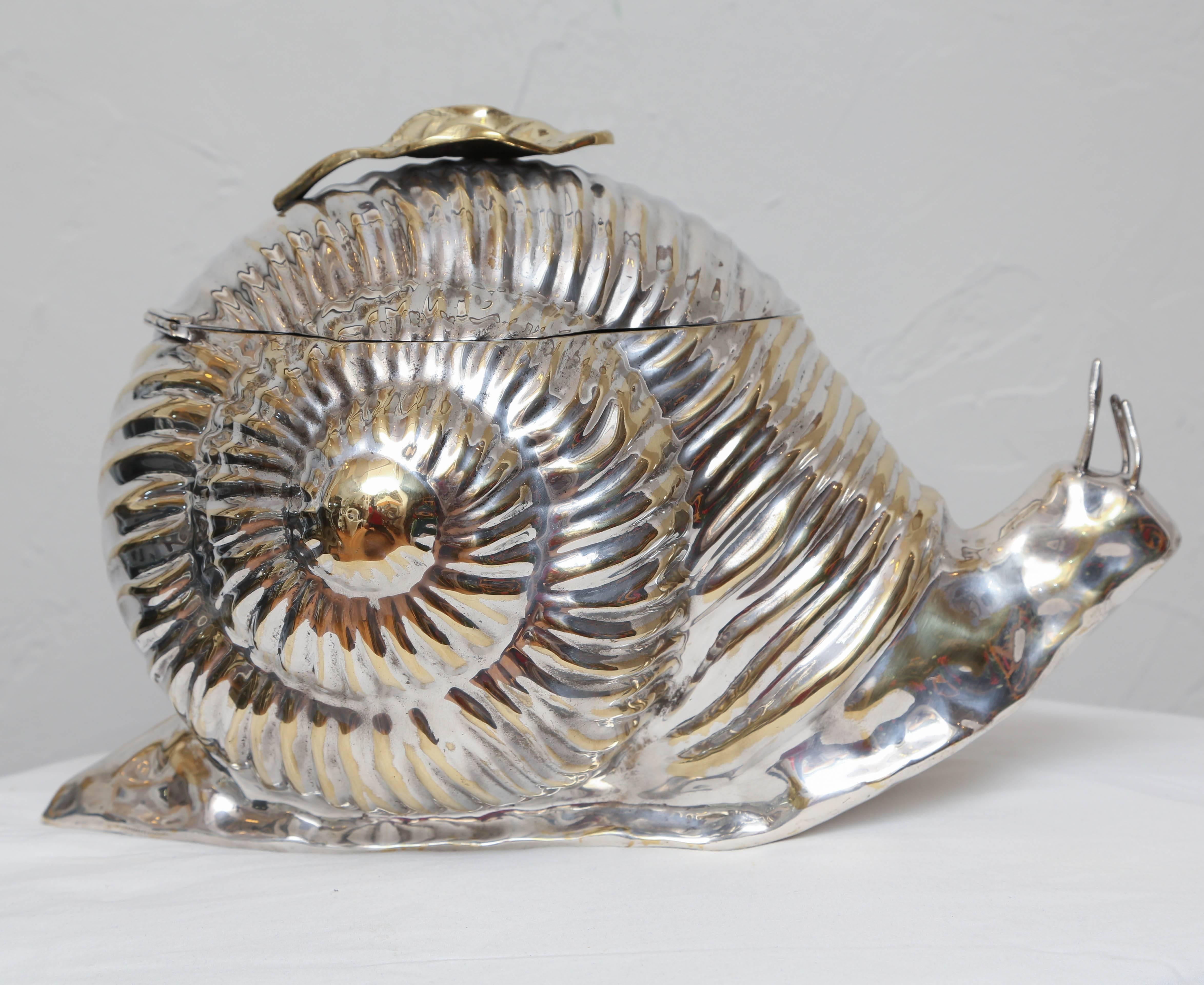20th Century Silver Plated Snail Ice Bucket