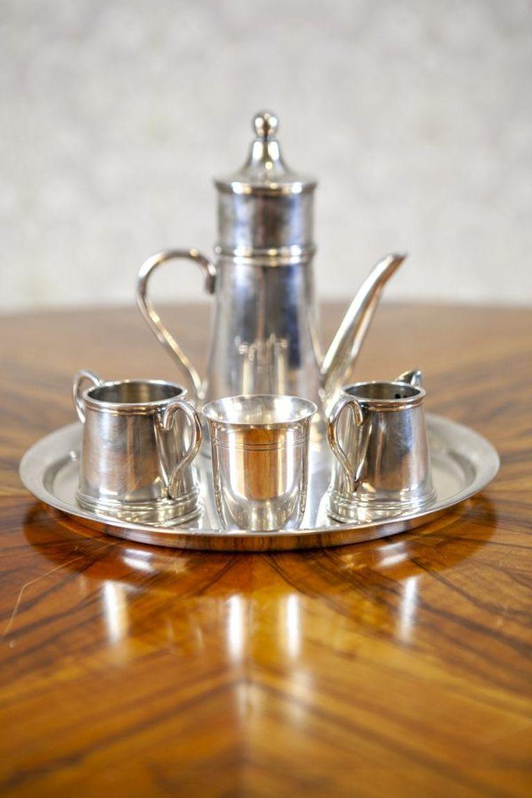 Néerlandais Service à café SOLA du début du siècle en métal argenté avec plateau en vente