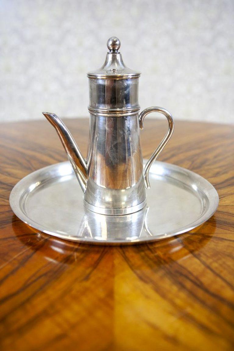 20th Century Silver plated SOLA Coffee Set From the Turn of the Centuries With Tray For Sale
