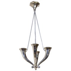 Silver Plated Solid Bronze 4-Light Horn Chandelier