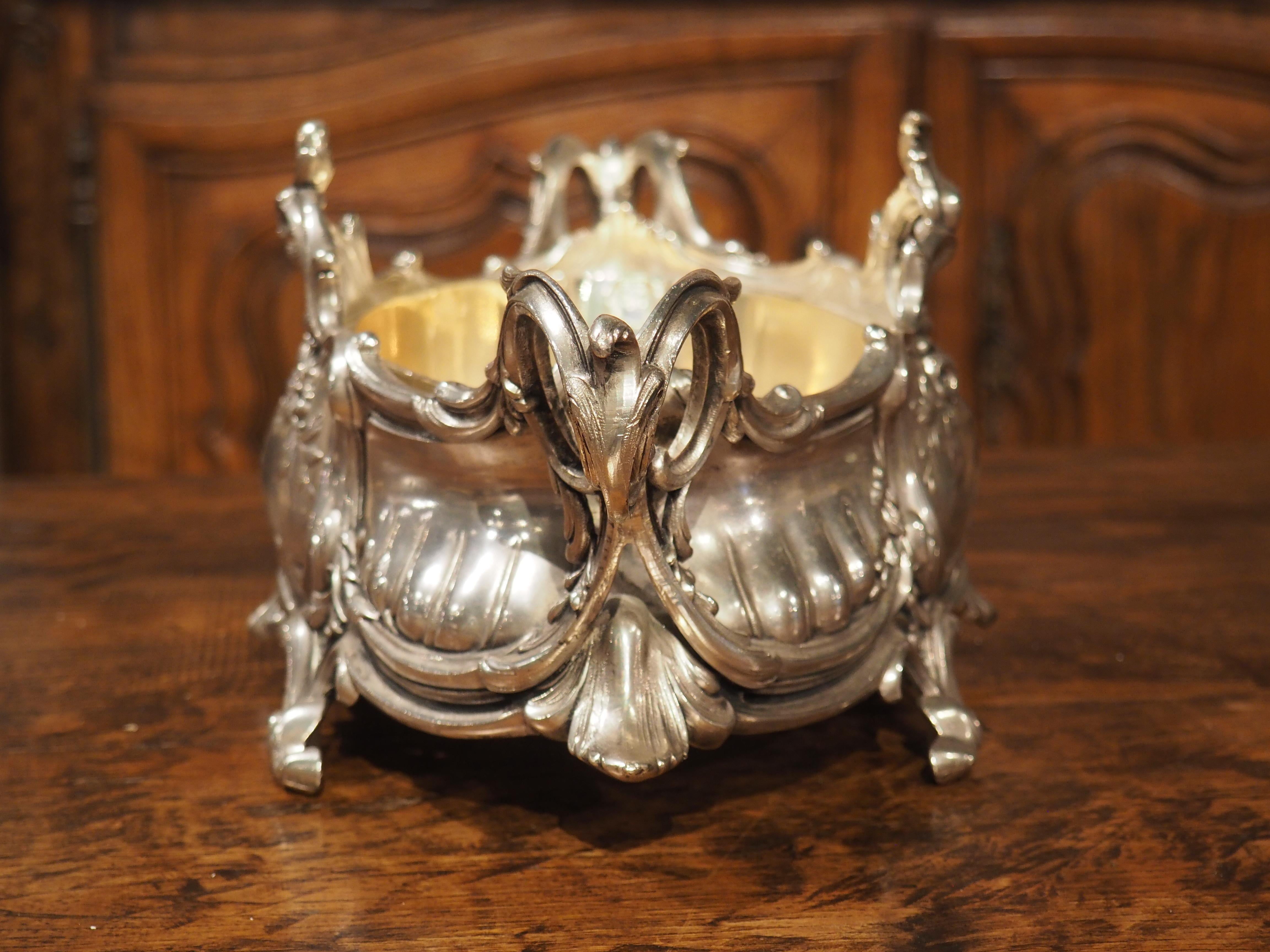 Silver Plated Solid Bronze Louis XV Style Jardiniere with Liner, Circa 1890 For Sale 3