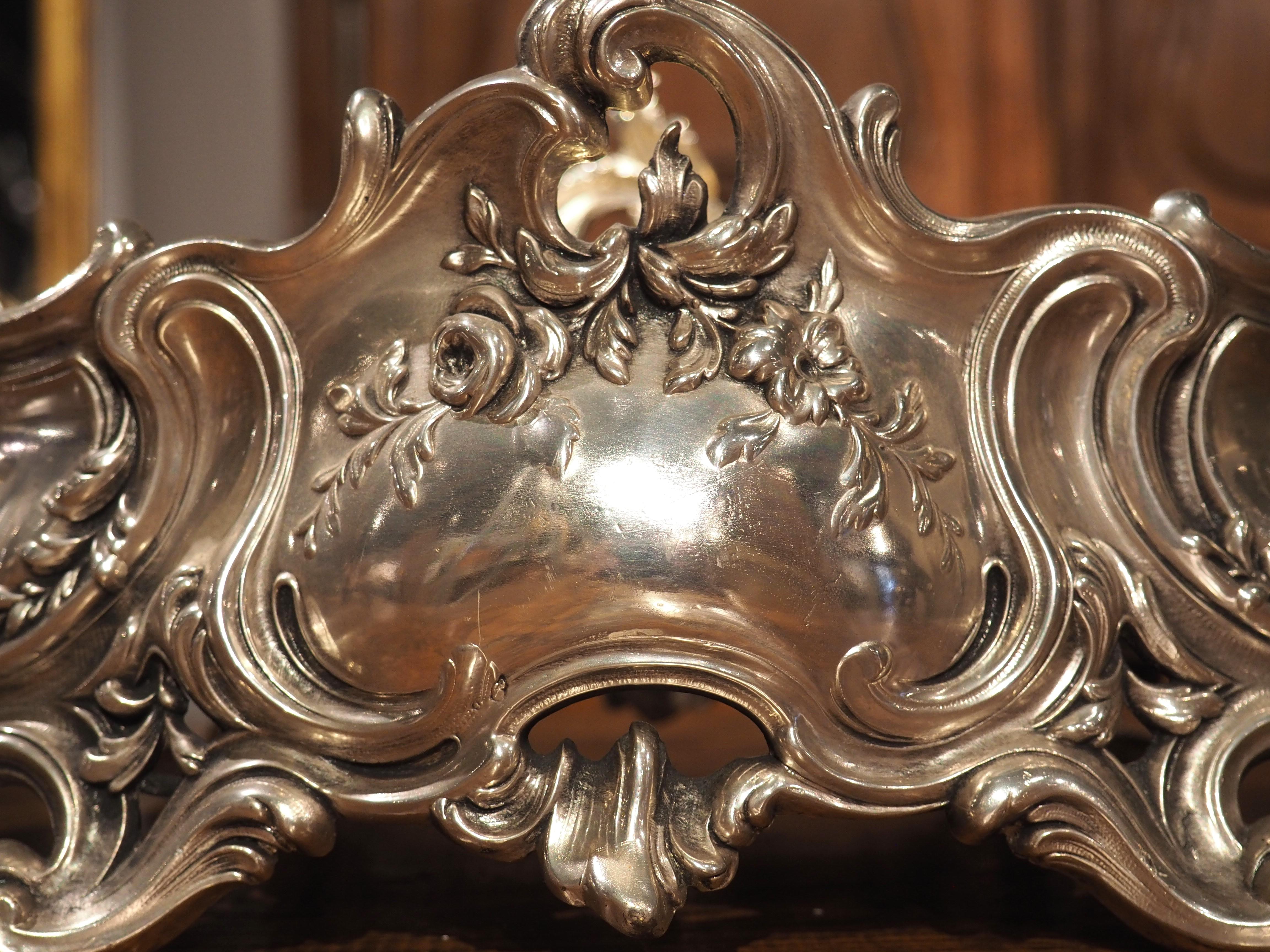 Silver Plated Solid Bronze Louis XV Style Jardiniere with Liner, Circa 1890 In Good Condition For Sale In Dallas, TX