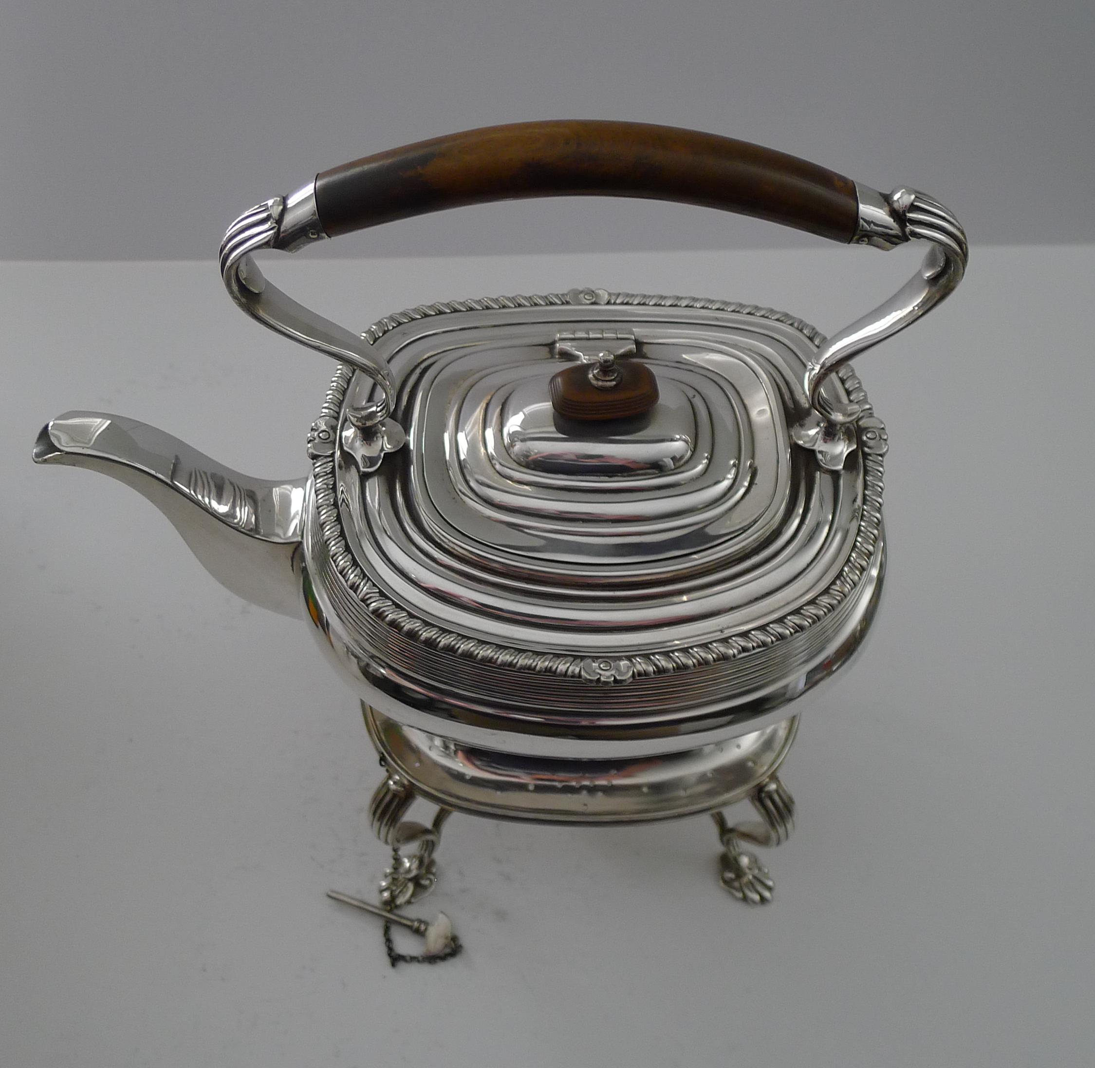 Silver Plated Spirit Kettle on Stand - Mappin & Webb 6