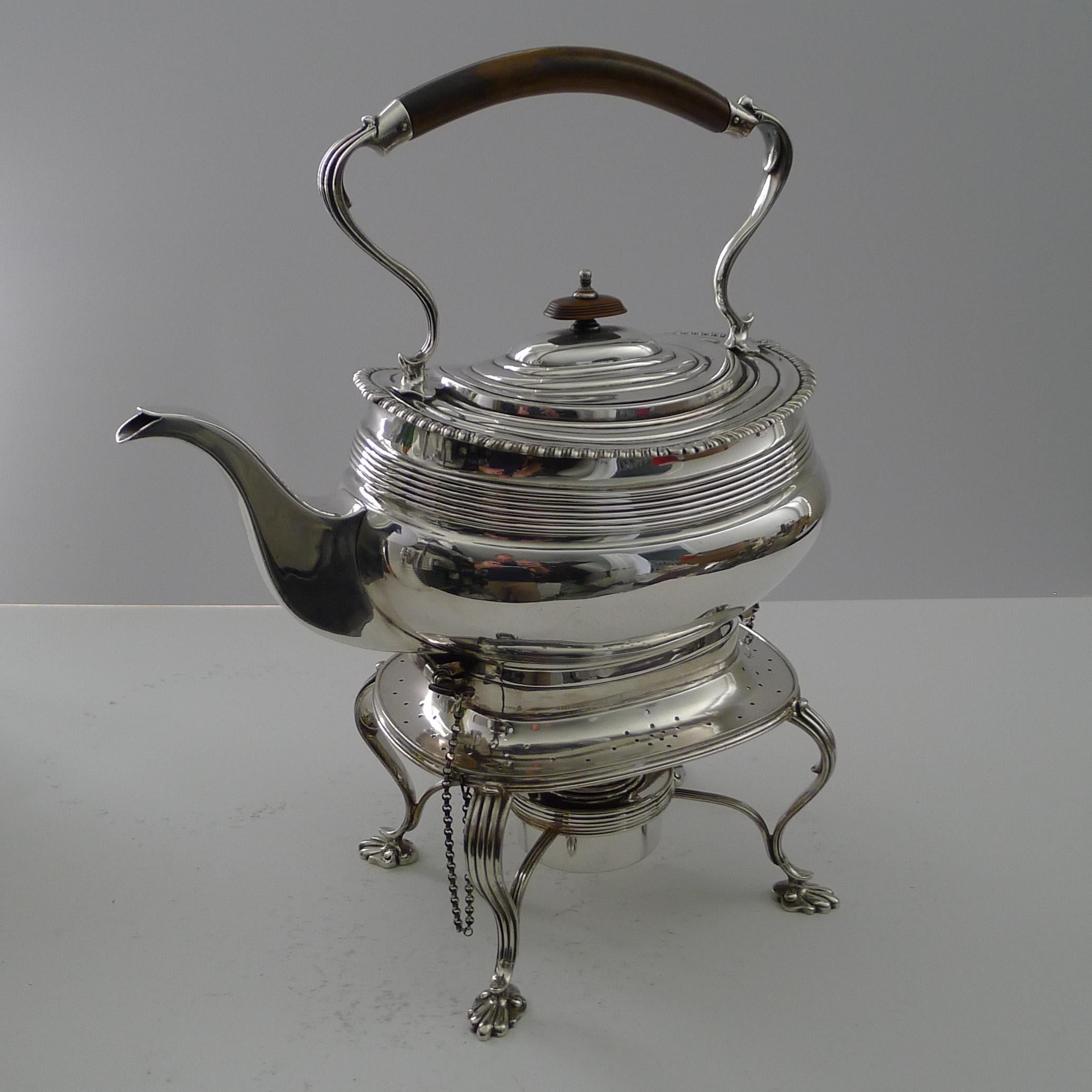 Silver Plated Spirit Kettle on Stand - Mappin & Webb 1