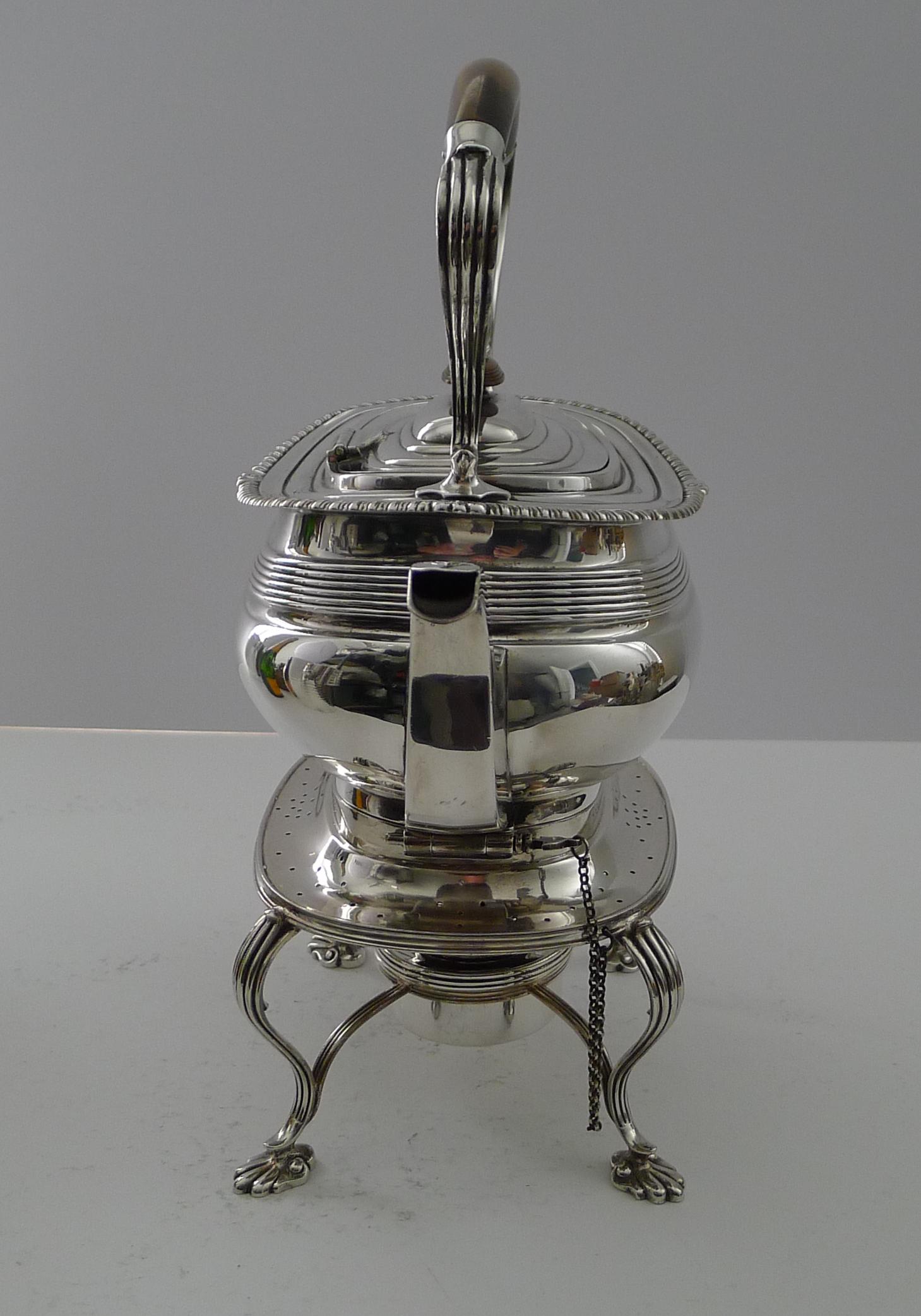 Silver Plated Spirit Kettle on Stand - Mappin & Webb 2