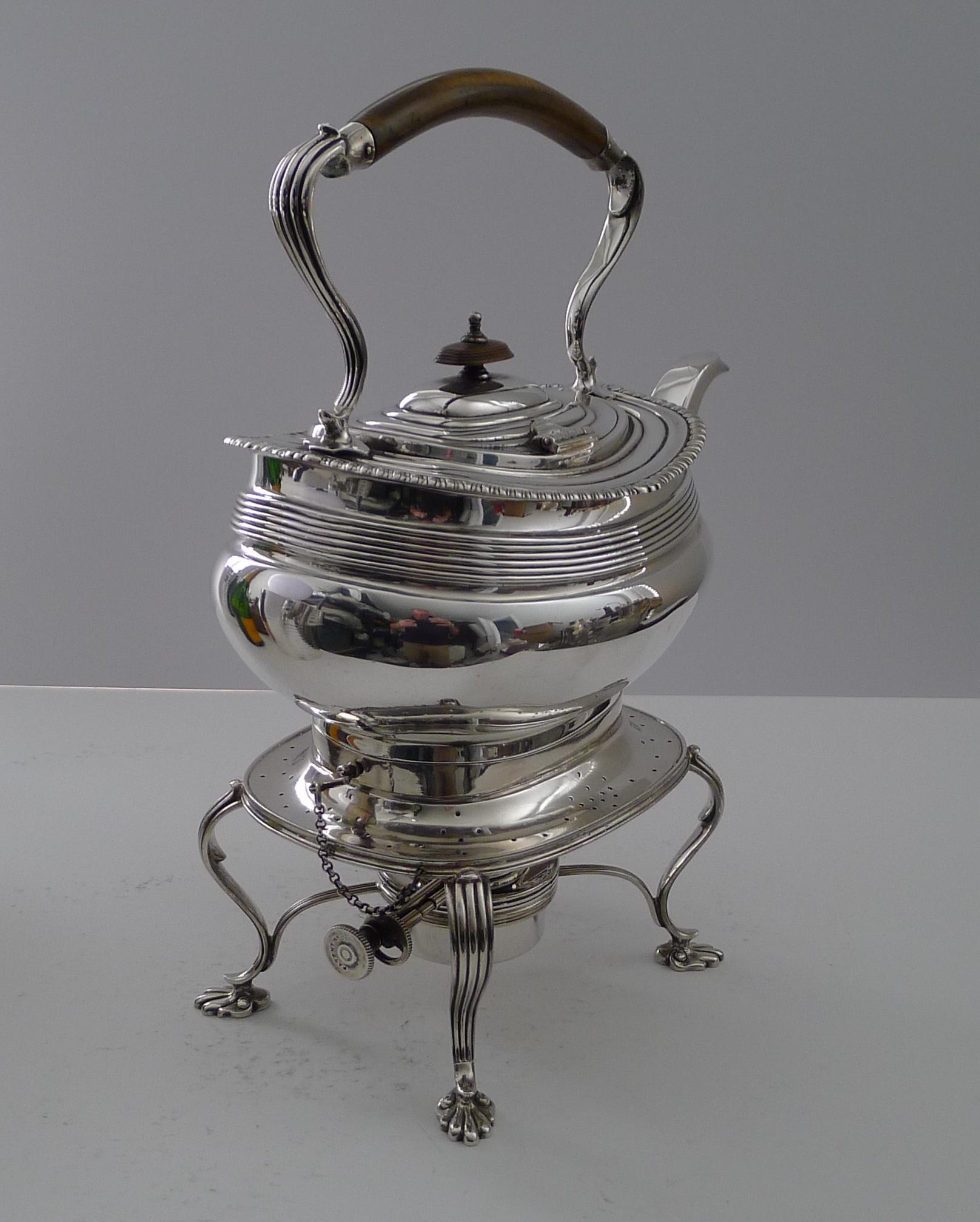 Silver Plated Spirit Kettle on Stand - Mappin & Webb 4