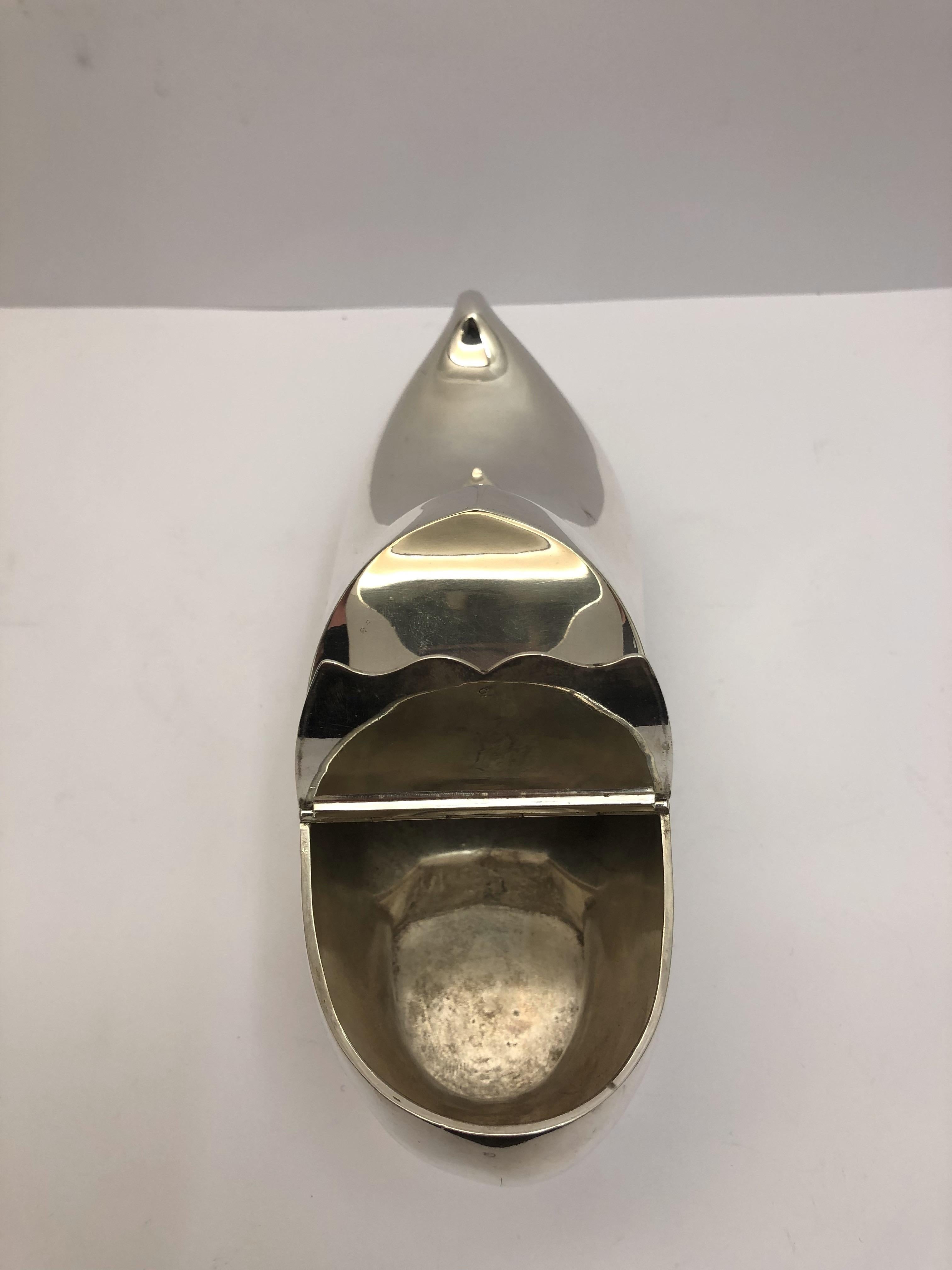 Silver Plated Spoon Warmer in the Shape of a Clog In Fair Condition For Sale In London, London