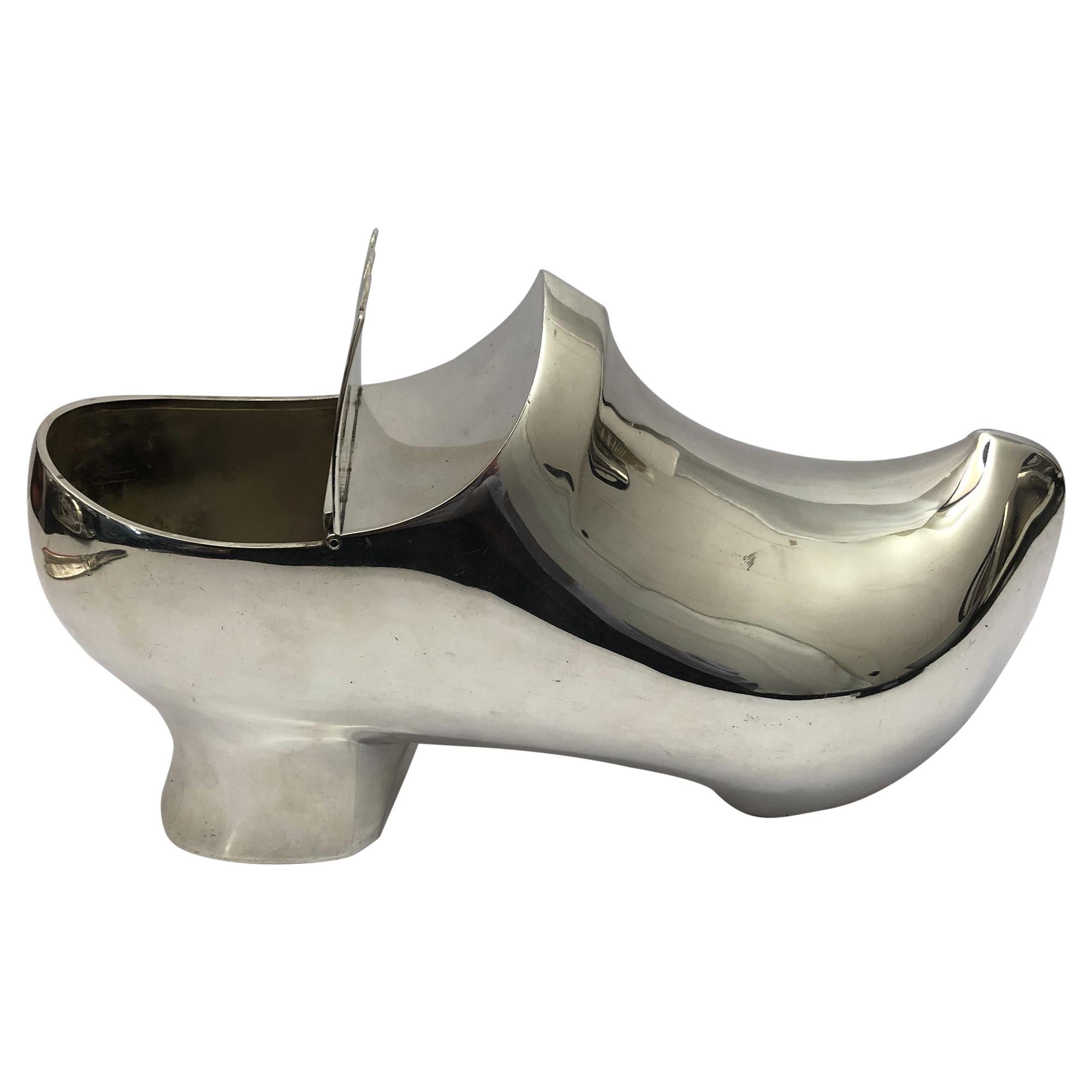 Silver Plated Spoon Warmer in the Shape of a Clog For Sale