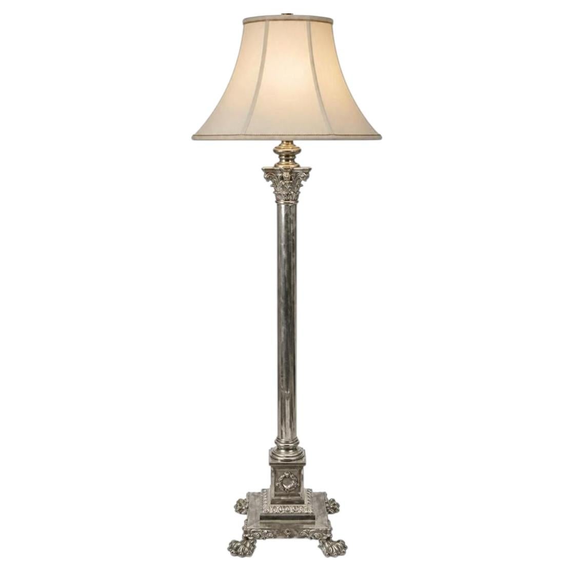Silver plated standard lamp, circa 1900