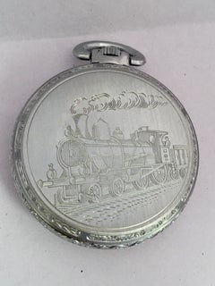 Silver Plated Steam Train Pocket Watch