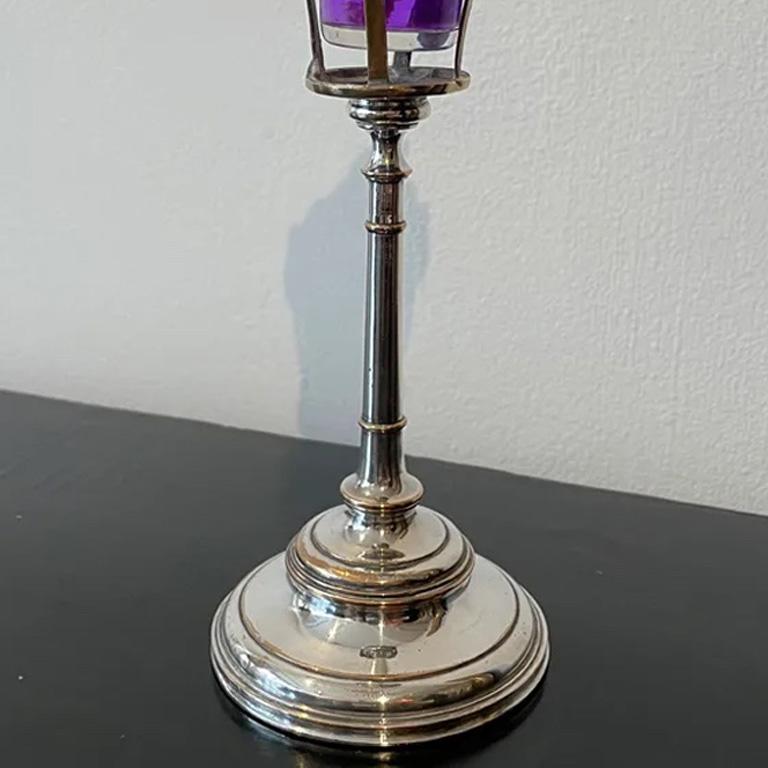 British Silver Plated Street Lamp Table Lighter For Sale