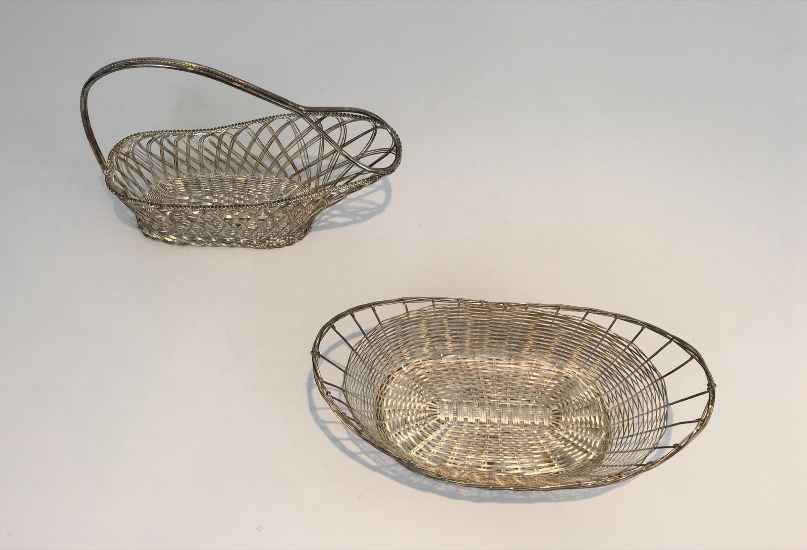 Versilberter Flaschenhalter und Korb mit gestreiften Streifen, separat erhältlich (Moderne der Mitte des Jahrhunderts) im Angebot