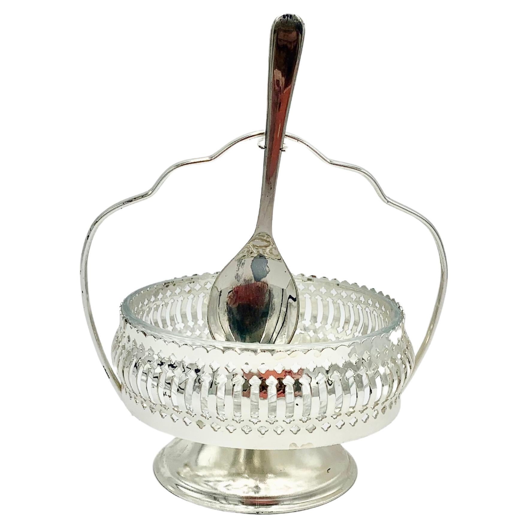 Sugar Bowl Silver Plated Frame with Tarnish Resistant Finish That Never Needs Silver Polishing Made in England 