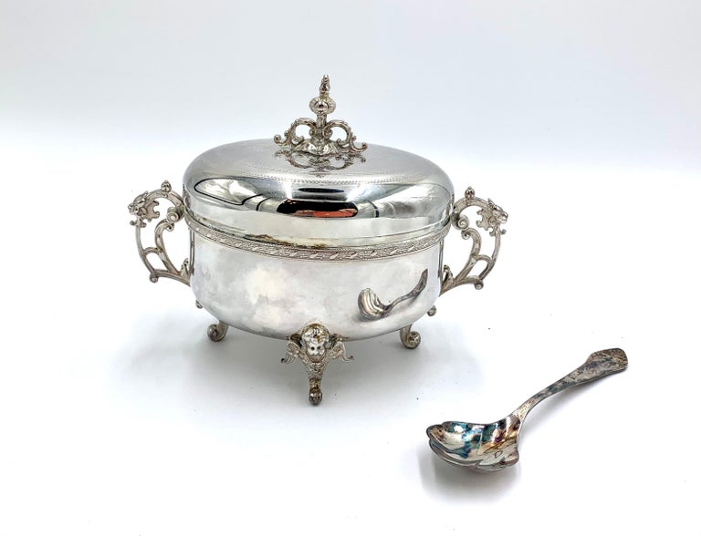 SilverPlated Sugar Bowl with a Spoon, Fraget Hefra at 1stDibs