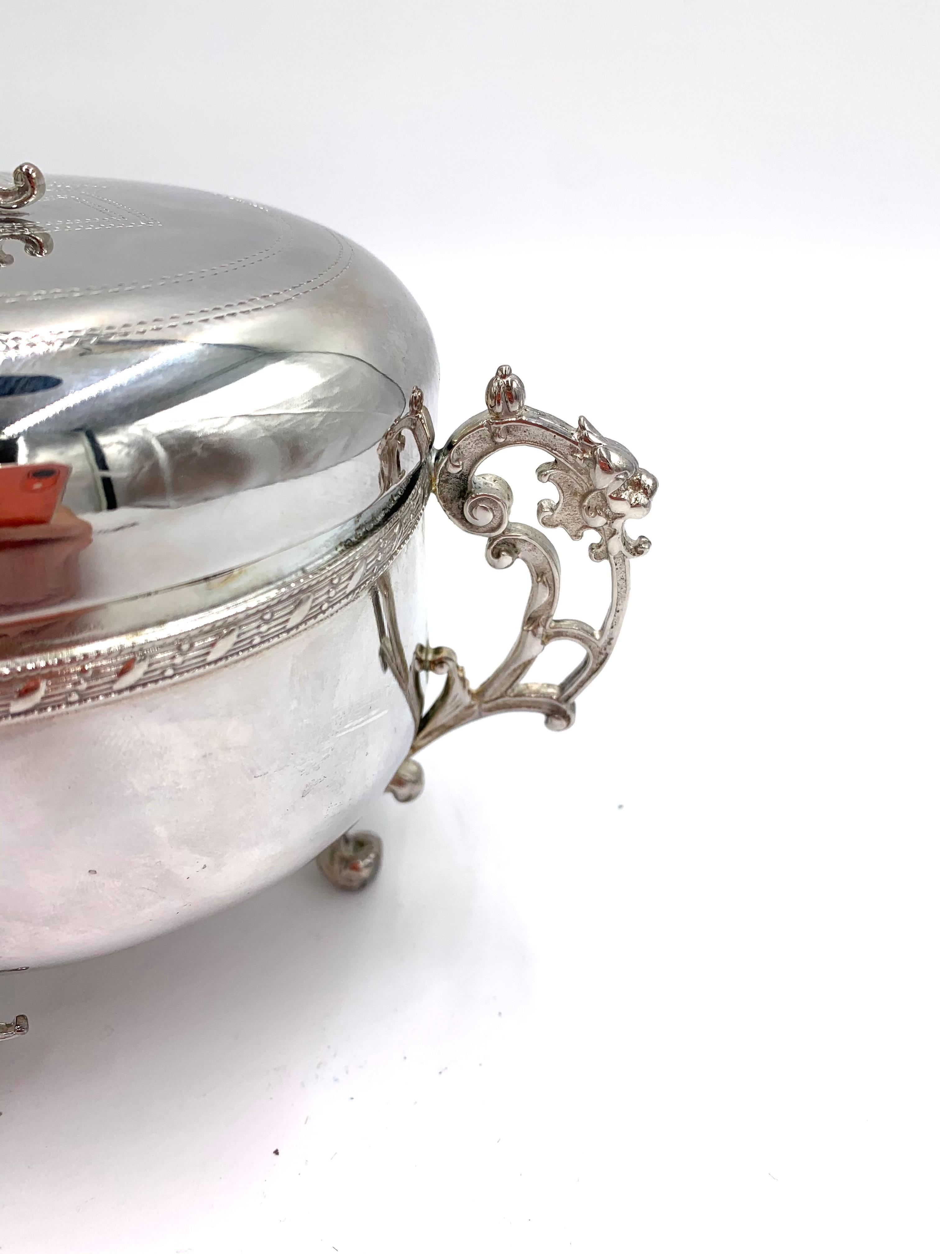 French Silver-Plated Sugar Bowl with a Spoon, Fraget Hefra