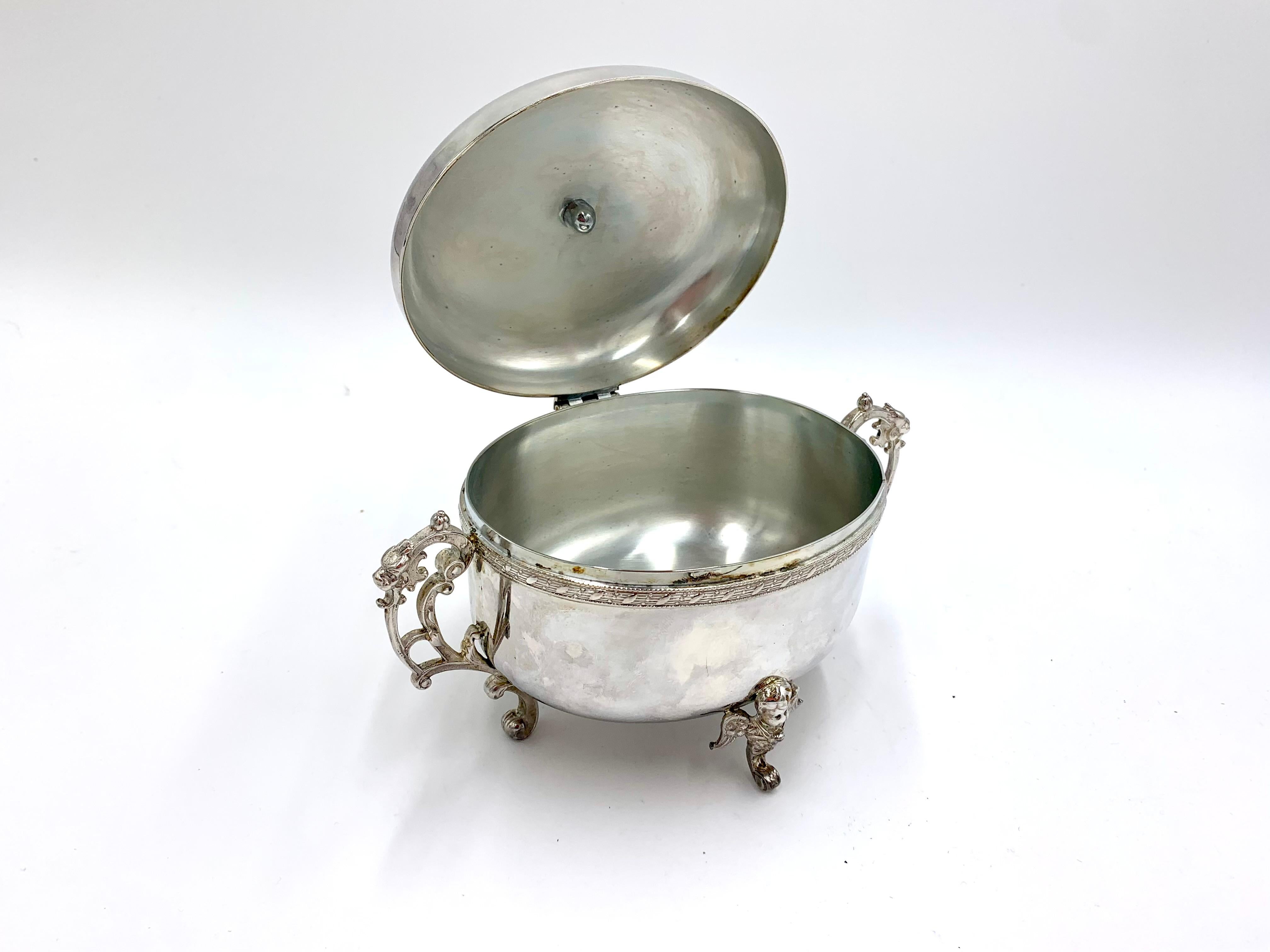 Silver-Plated Sugar Bowl with a Spoon, Fraget Hefra In Good Condition In Chorzów, PL