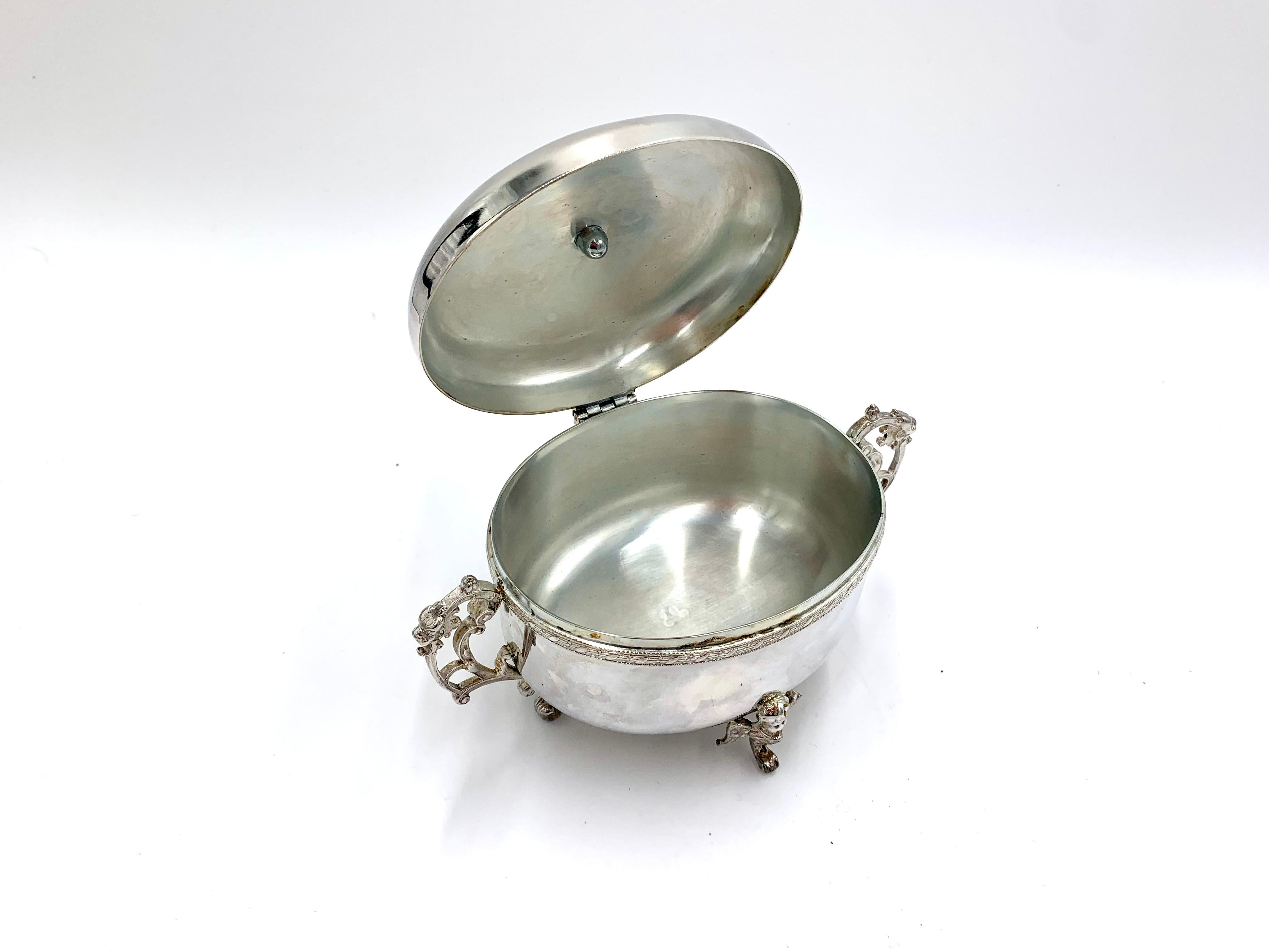 Mid-20th Century Silver-Plated Sugar Bowl with a Spoon, Fraget Hefra