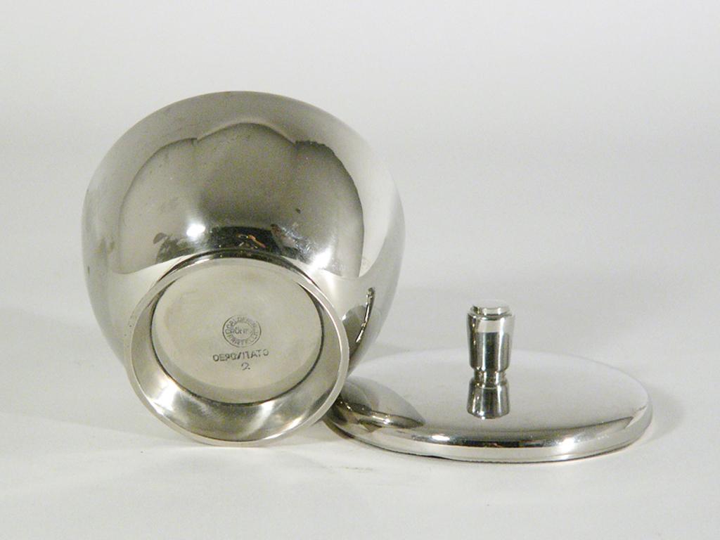 Art Deco Silver Plated Sugar Pot by Gio Ponti for Fratelli Calderoni, 1930s