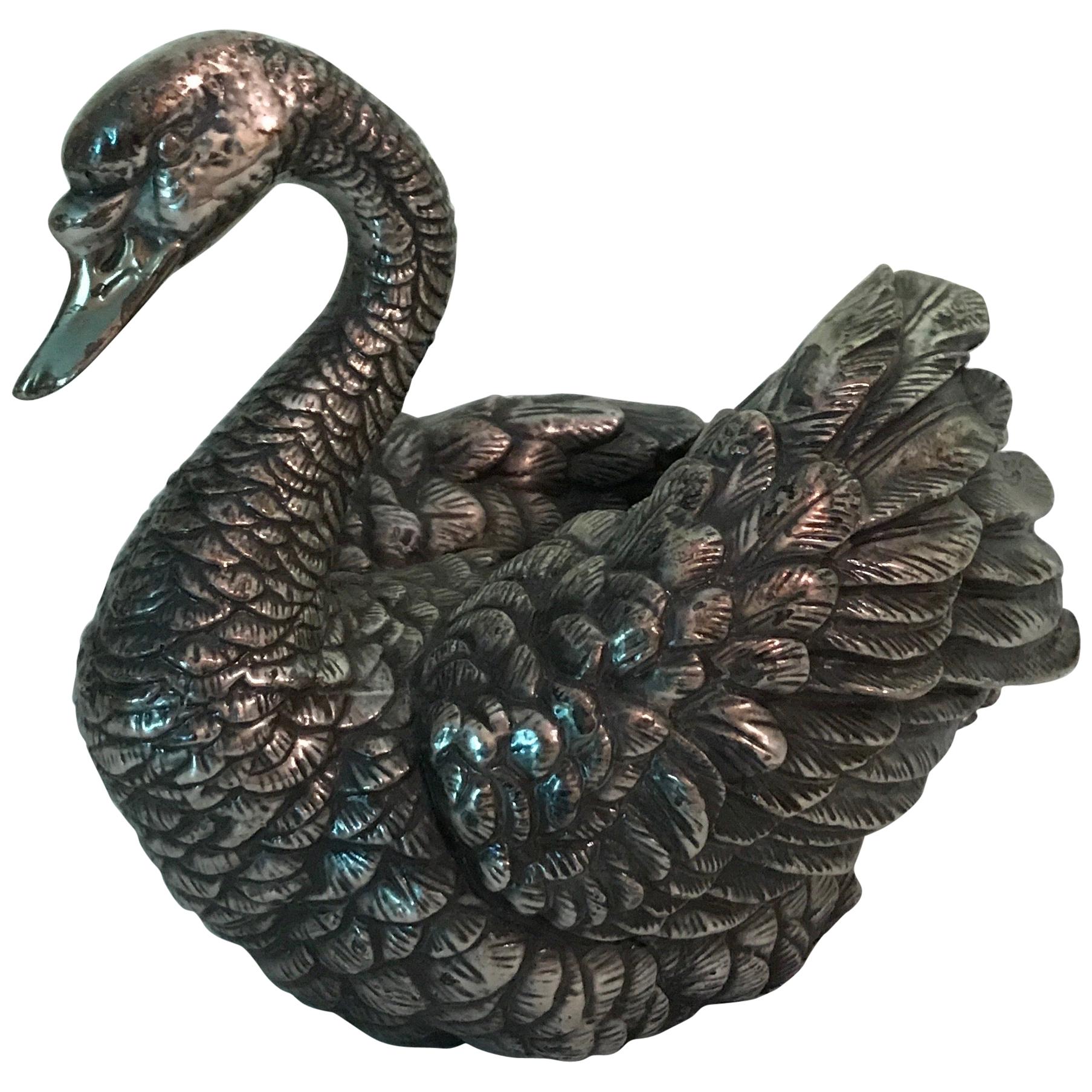 Silver Plated Swan Sculpture