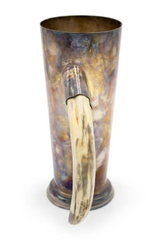 Silver Plated Tankard with Boar Tusk Handle