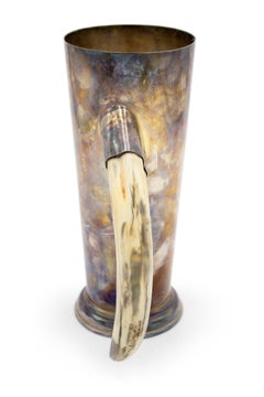Silver Plated Tankard with Boar Tusk Handle