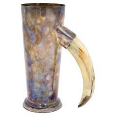 Silver Plated Tankard with Boar Tusk Handle