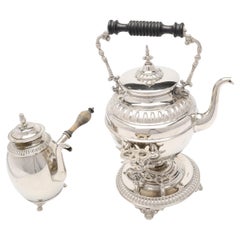 Silver Plated Tea Set, Exclusive Antique 3 Parts Kettle Coffee Pot, Warmer Set