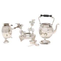 Silver Plated Tea Set, Exclusive Antique 3 Parts Kettle Coffee Pot, Warmer Set