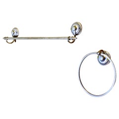 Silver Plated Towel Rail and Towel Ring An unusual set being silver