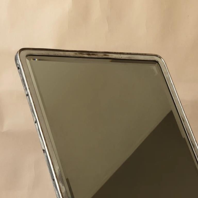 French Silver Plated Travelling Dressing Mirror with Bevelled Plate, Maison Fenoux