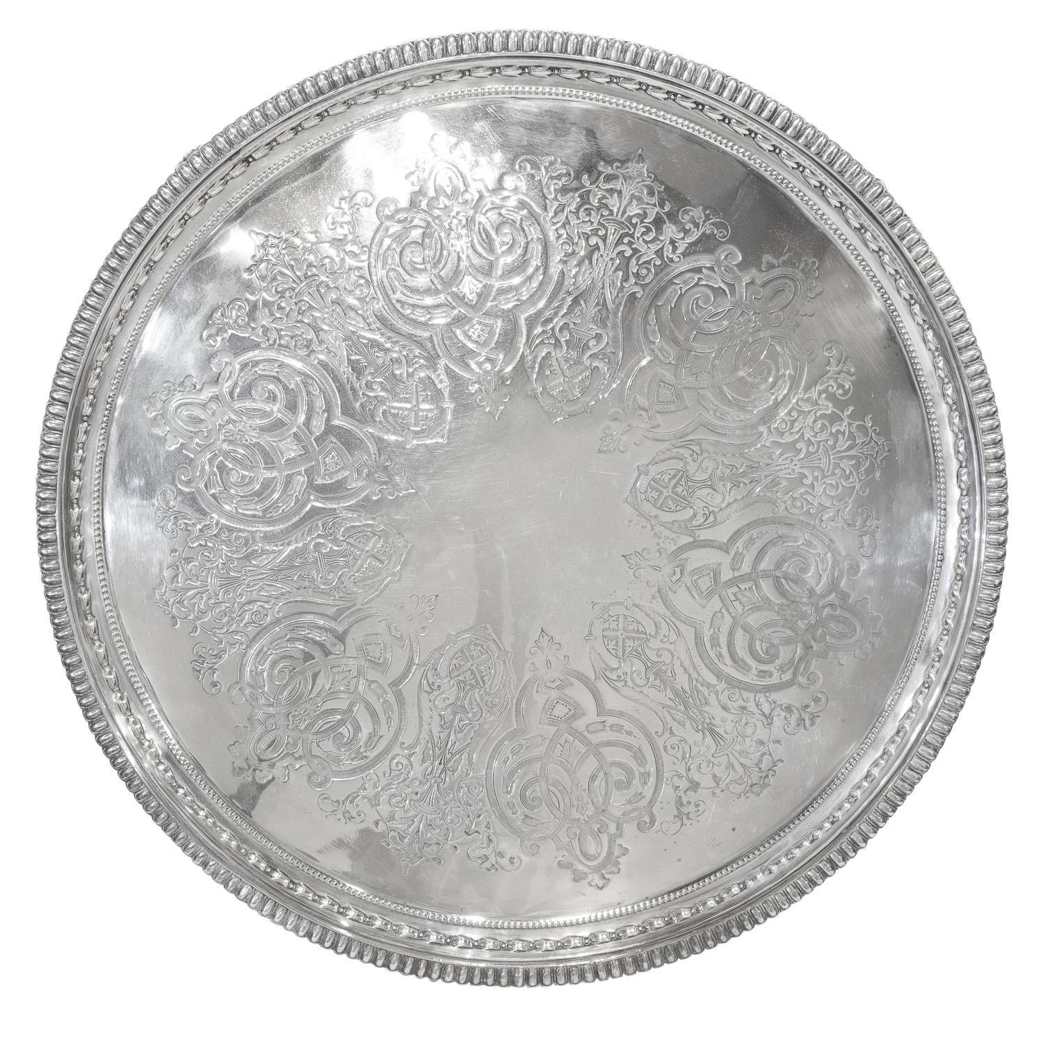 English Silver Plated Tray, circa 1910 For Sale