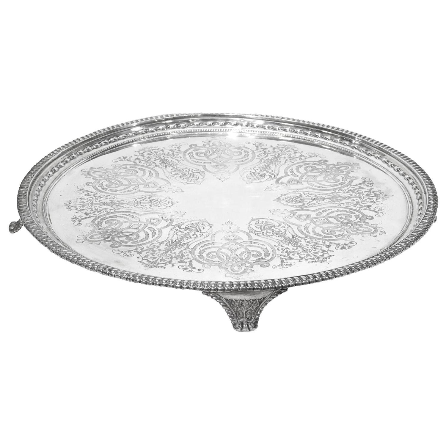 Silver Plated Tray, circa 1910 For Sale