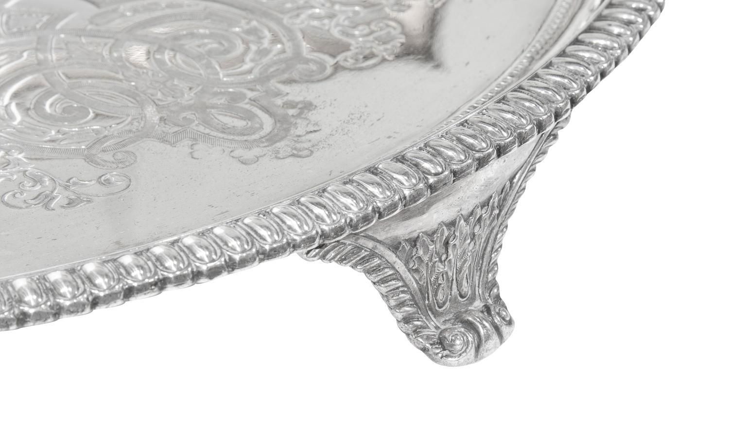 Superior silver plated tray of large size, circa 1910.