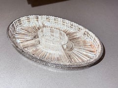 Silver-Plated Tray Five Cut Glass Dishes, Vintage condiment set, canapé Service