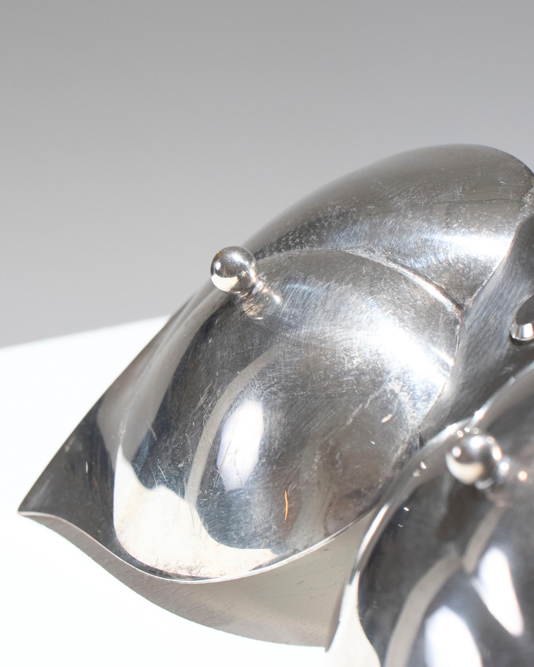 20th Century Silver-Plated Triple Leaf Server, 1950s For Sale