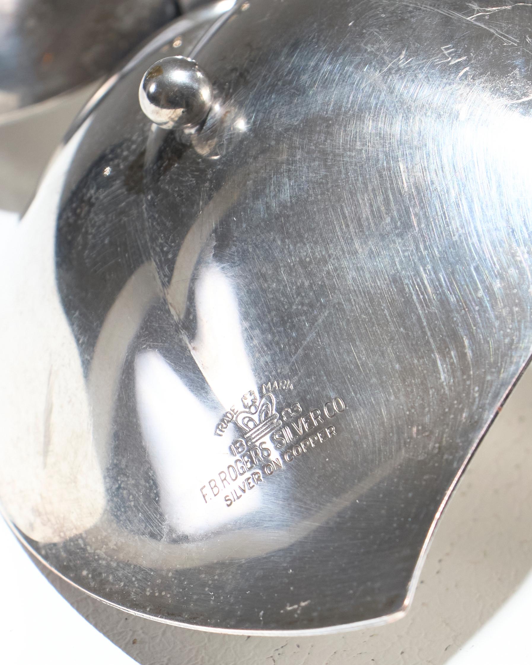Metal Silver-Plated Triple Leaf Server, 1950s For Sale