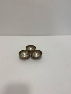A Silver Plated Triple Table Bowl Art Deco 1940s Salt & Pepper Sauce Egg Cup