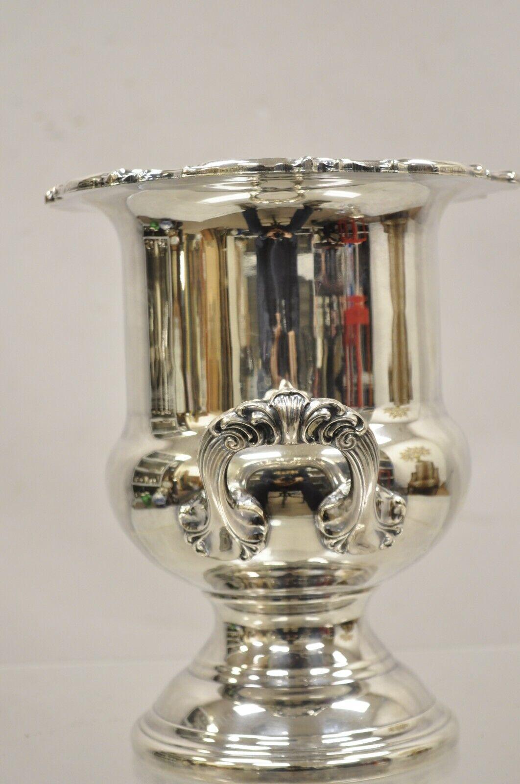 Silver Plated Trophy Cup Victorian Style Champagne Chiller Wine Ice Bucket. Circa Mid 20th Century. Measurements: 10.5