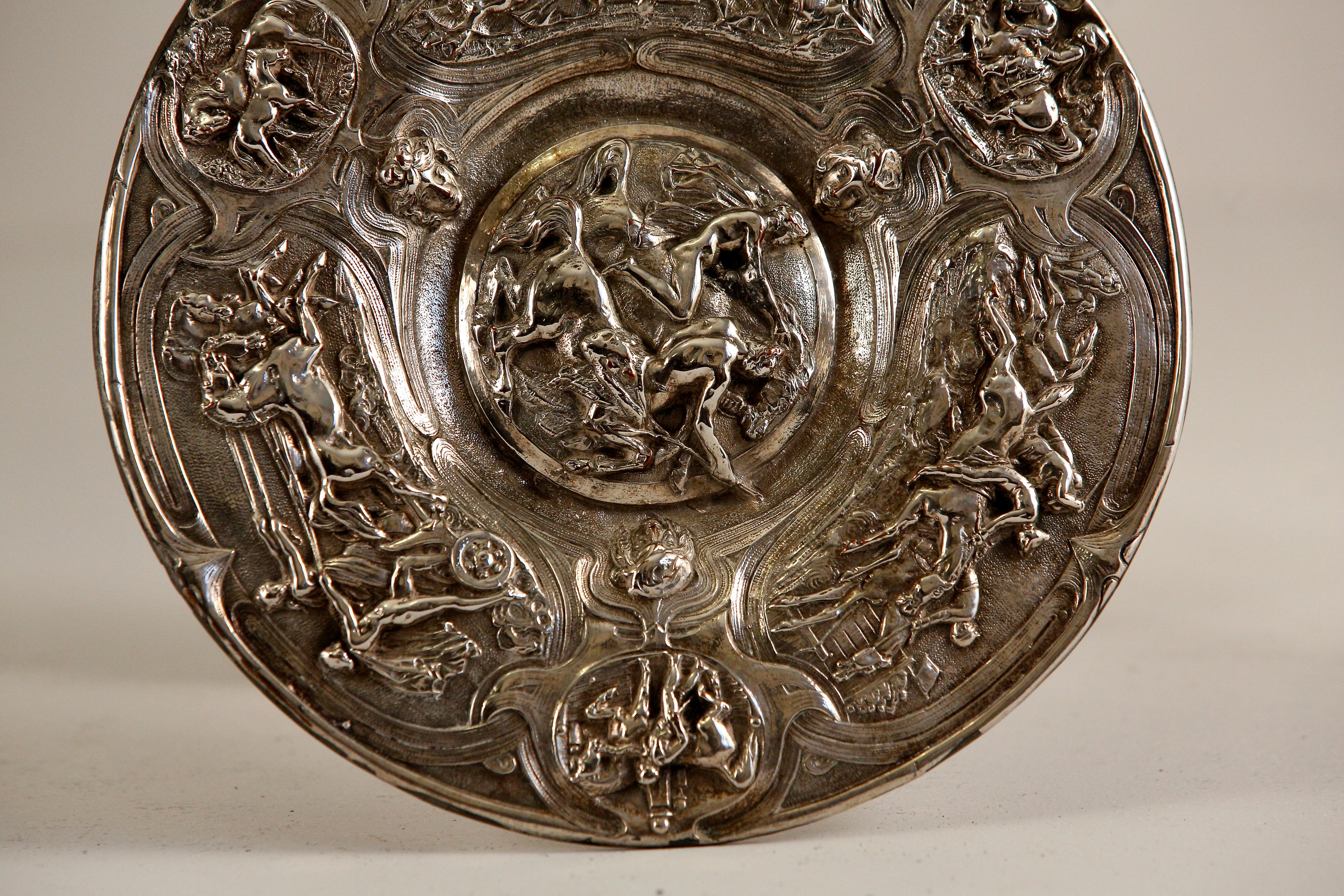 Silver Plated Trophy Dish Tazza with Gladiatorial and Horse Racing Scenes 1