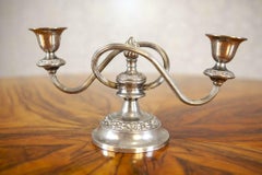Silver-Plated Two-Armed Candle Holder Circa 1930-1940