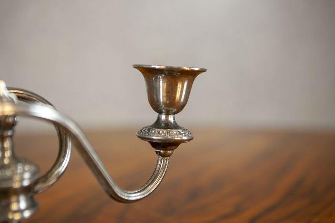 Silver-Plated Two-Armed Candle Holder Circa 1930-1940 For Sale 1