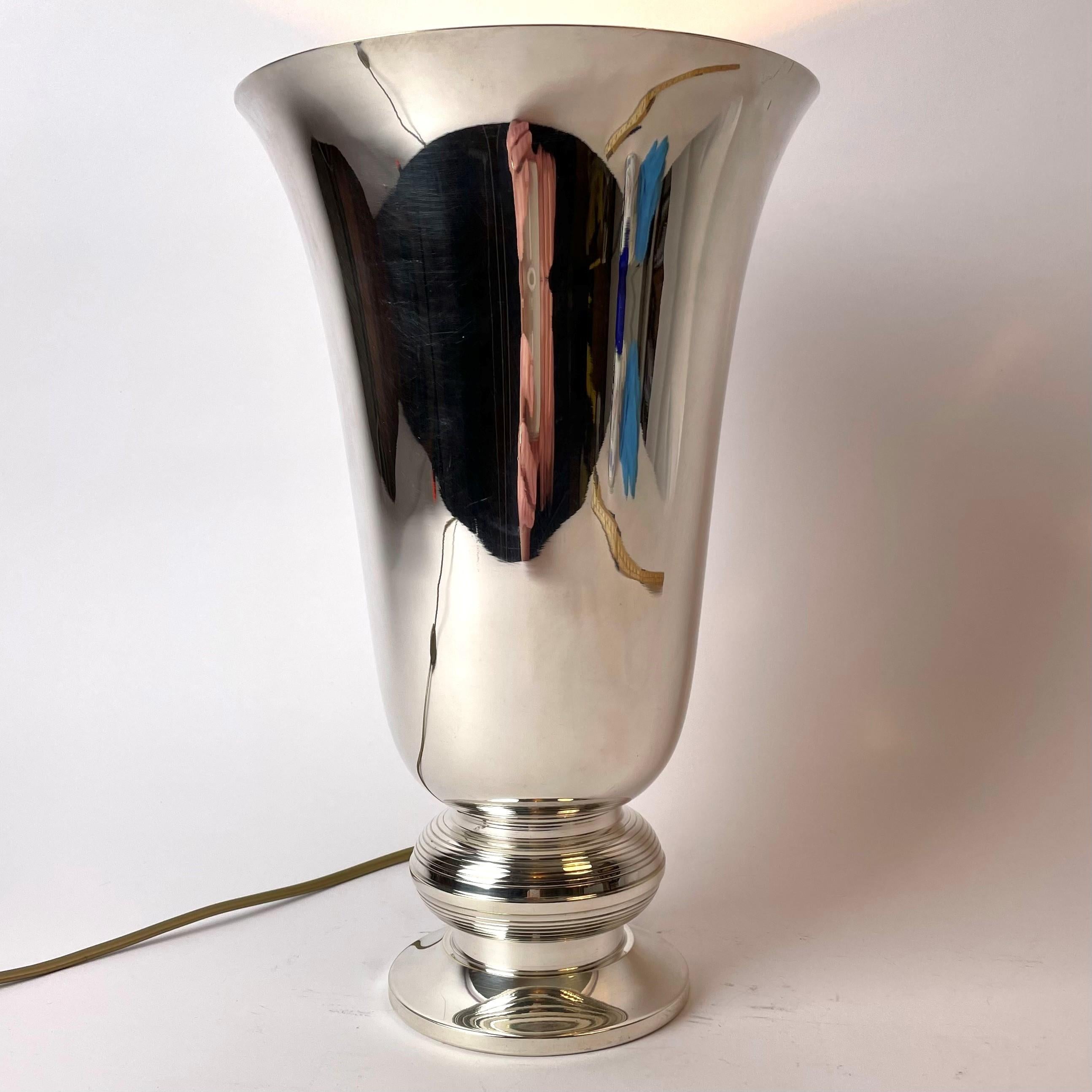 Silver plated Uplight for a table. Art Deco, 1920s For Sale 4