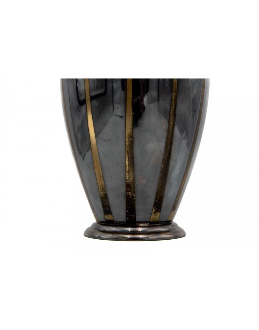 German Silver-plated vase, WMF Ikora pattern, Art Deco style. For Sale