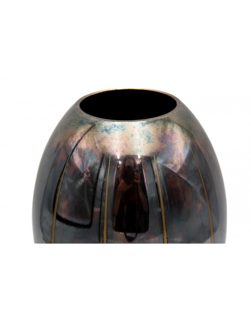 Milieu du XXe siècle Vase plaqué argent, motif WMF Ikora, style Art déco en vente